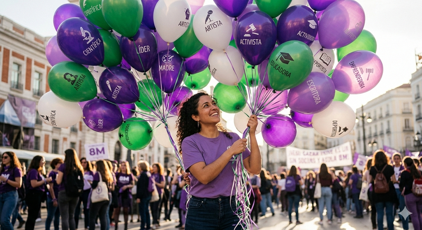 Mujer con globos
